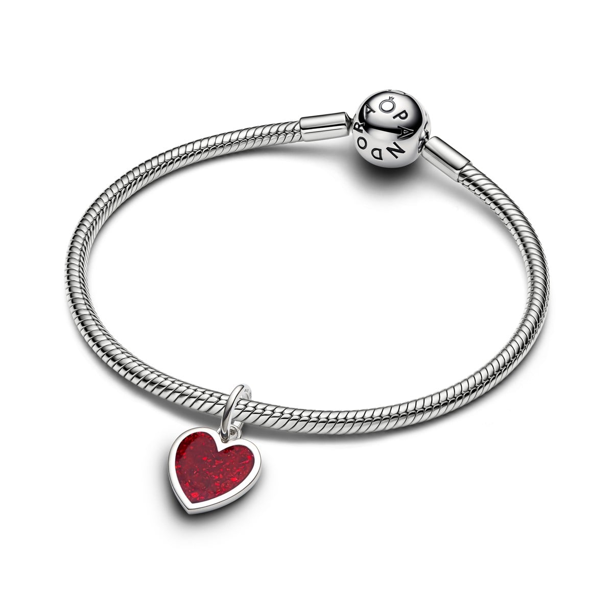 Engravable Red Heart Dangle Charm, Platinum Plated