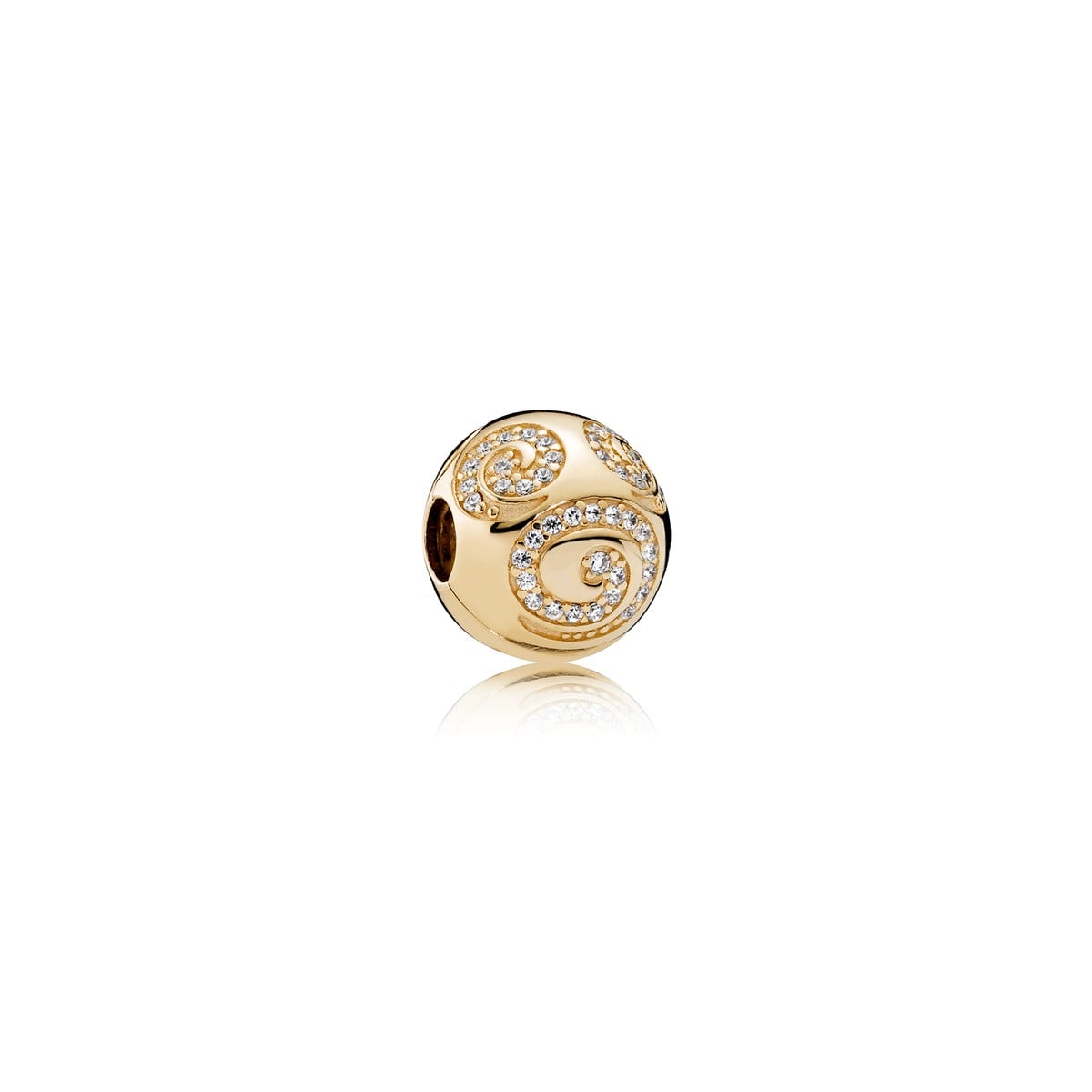 Disney Mickey Icon Swirl Clip in 14k and Clear Cubic Zirconia