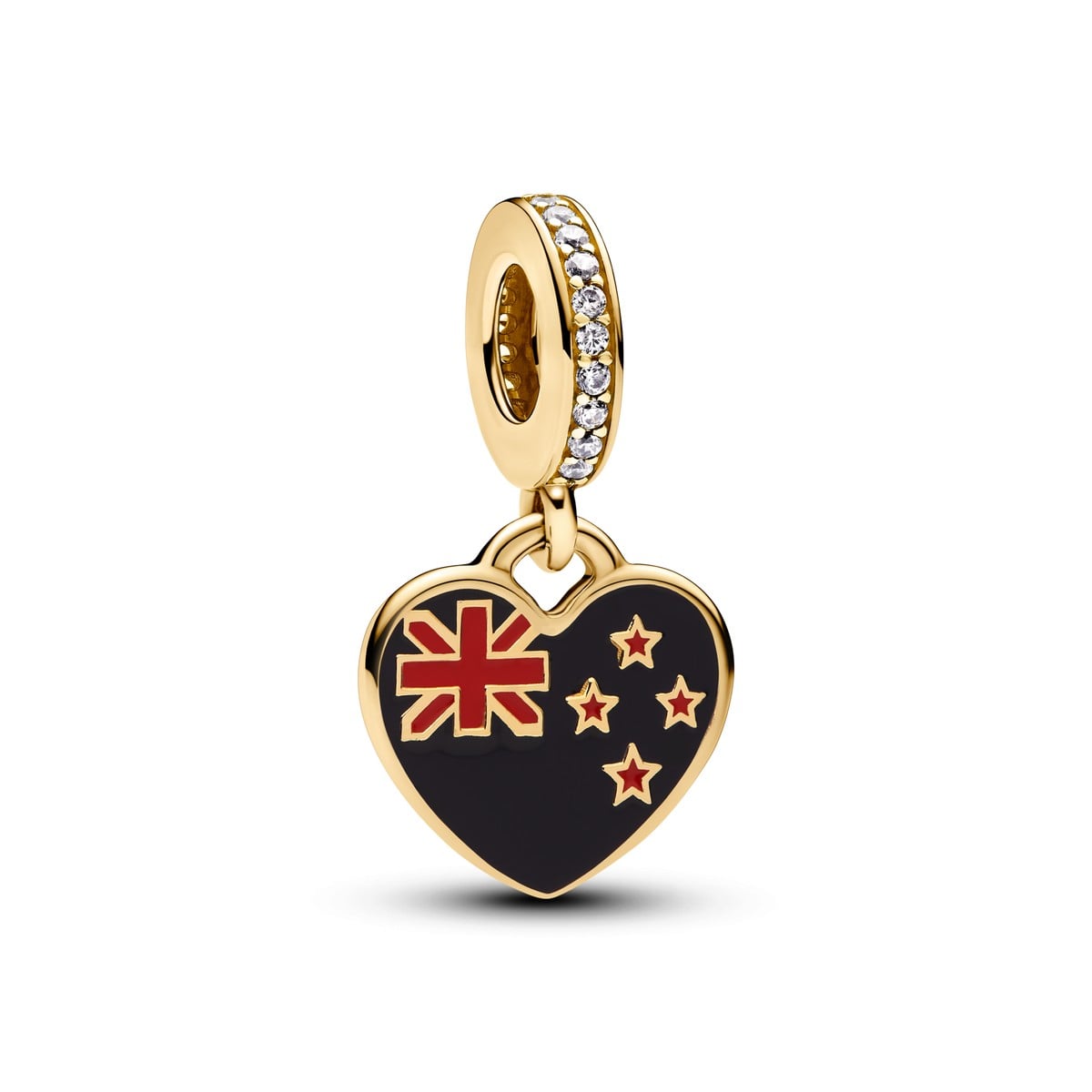 New Zealand Flag Heart Dangle Charm