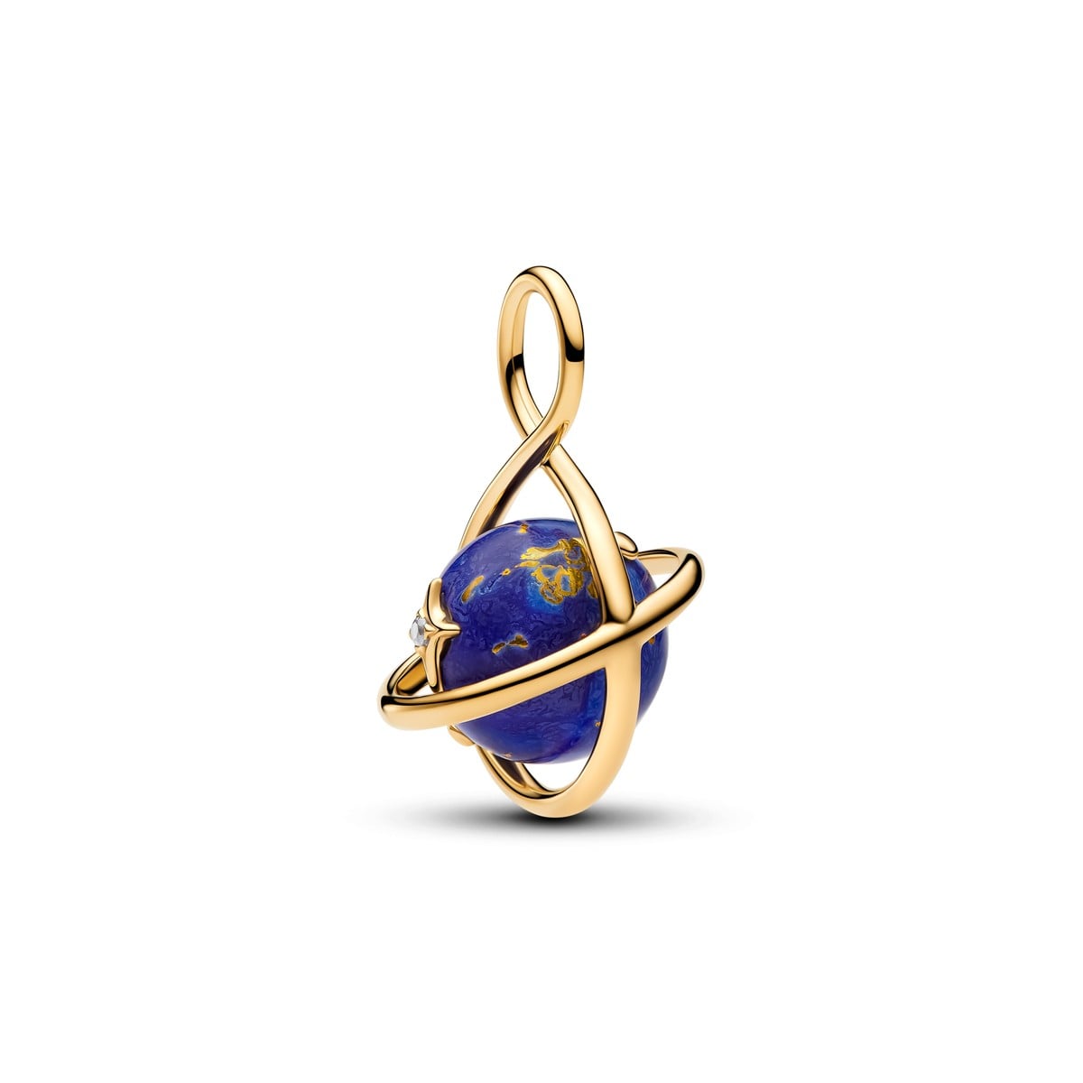 Spinning Celestial Blue Planet Dangle Charm