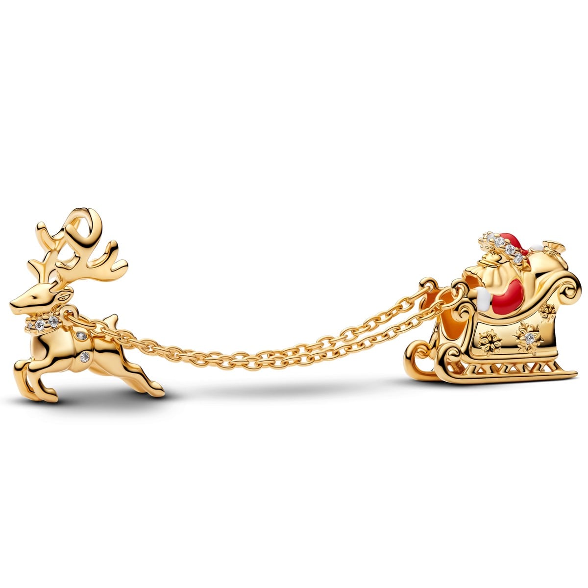 Santa's Sleigh and Reindeer Safety Chain Charm
