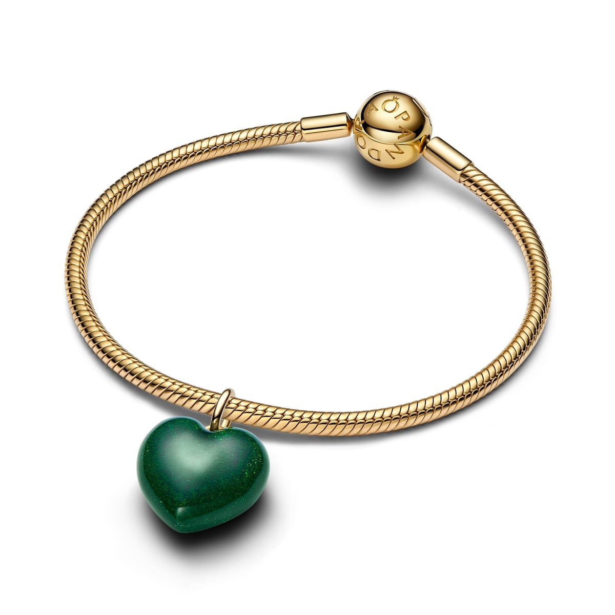 Green Puffy Heart Dangle Charm