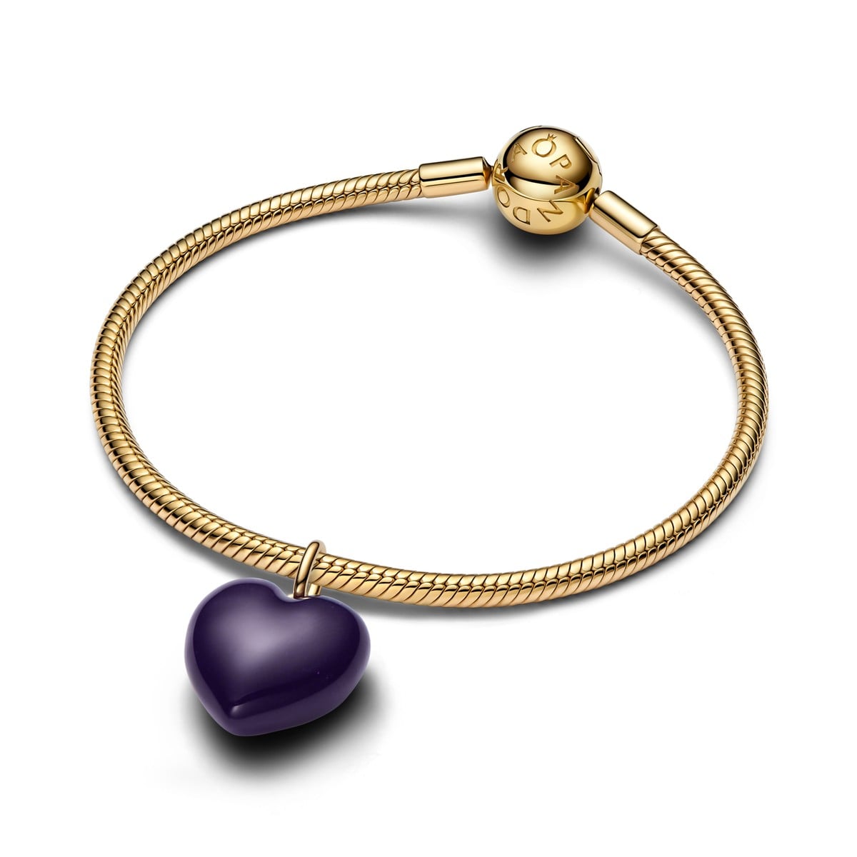 Purple Puffy Heart Dangle Charm