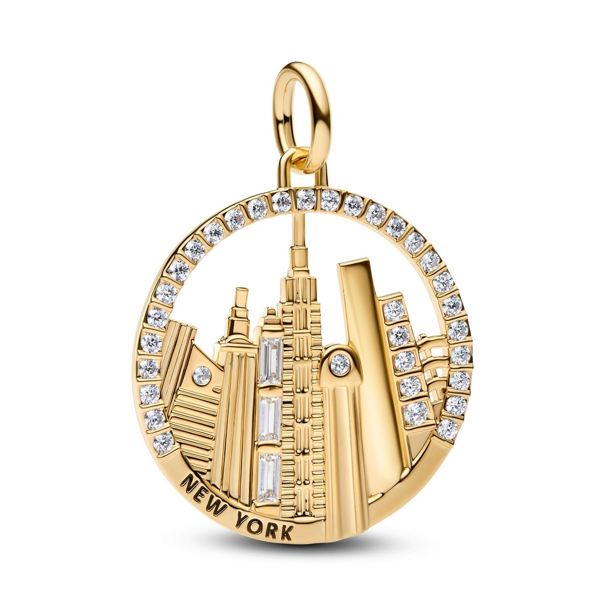 New York Skyline Pavé Medallion Charm