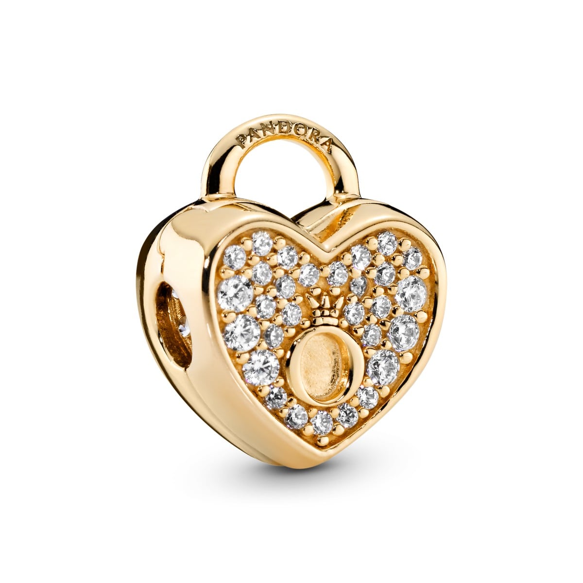 Pave Letter O Padlock Clip Charm