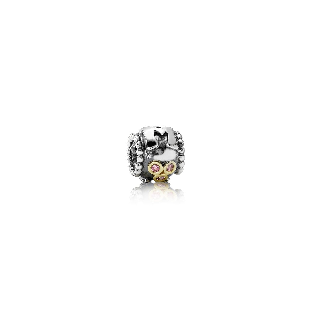 Silver charm, pink zirconia, MUM