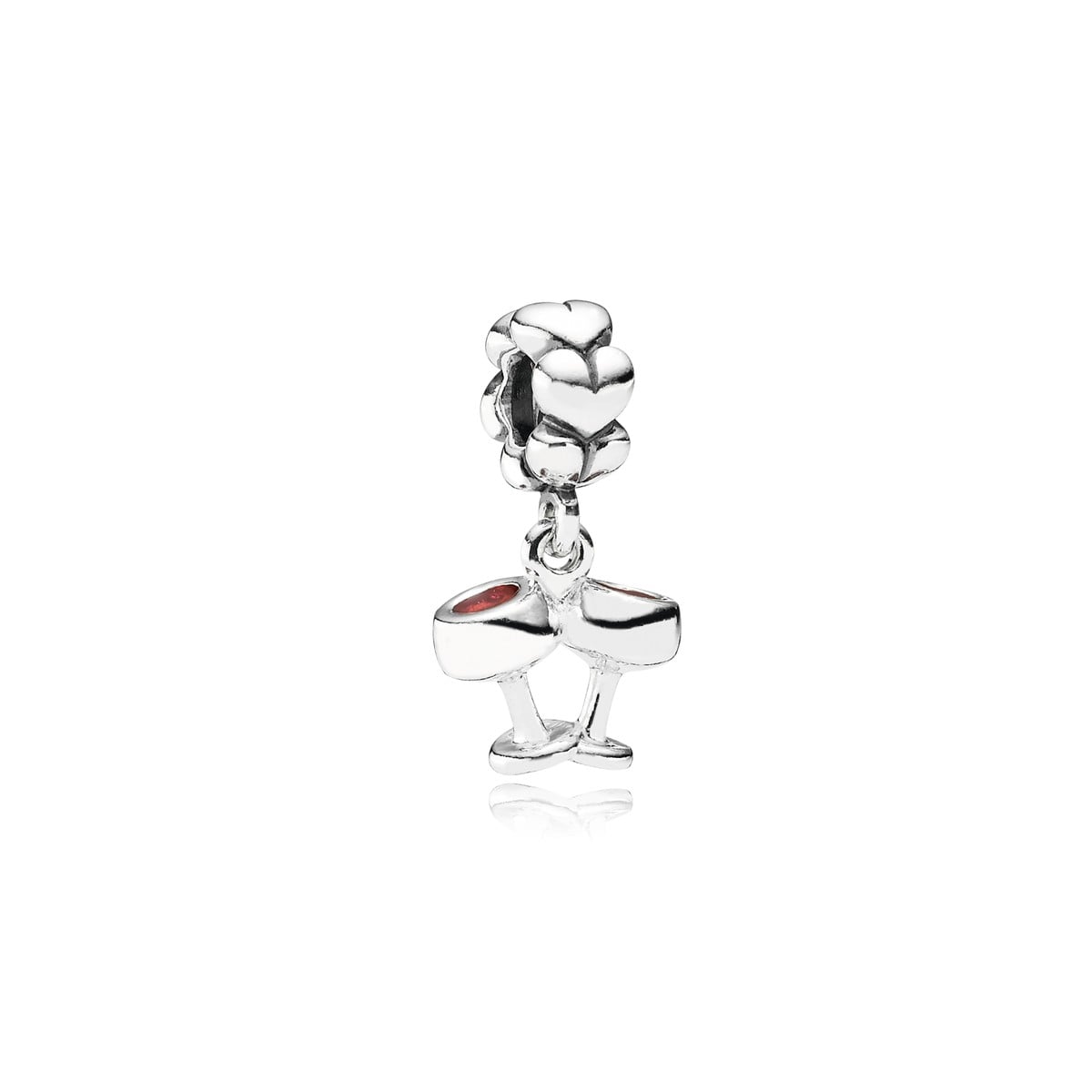 Glasses Silver Dangle Charm with Red Enamel