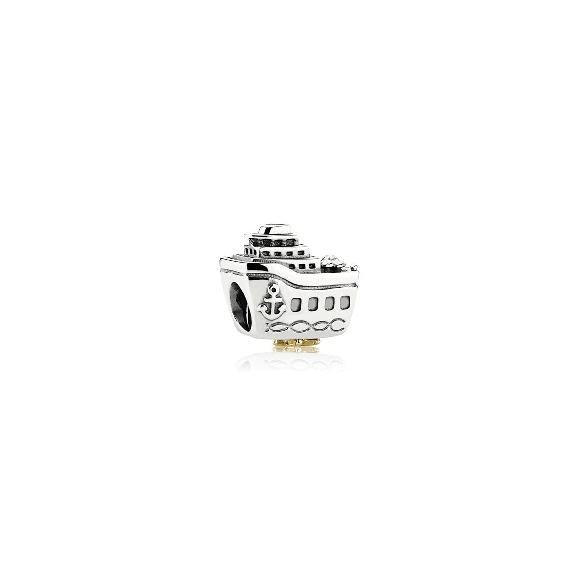 Ship Charm with Pink Cubic Zirconia