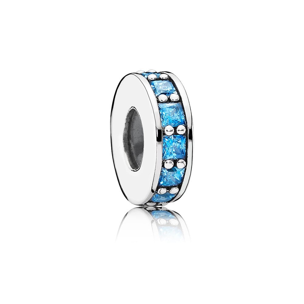 Abstract Silver Spacer with Arctic Blue Cubic Zirconia and Silicone Grip