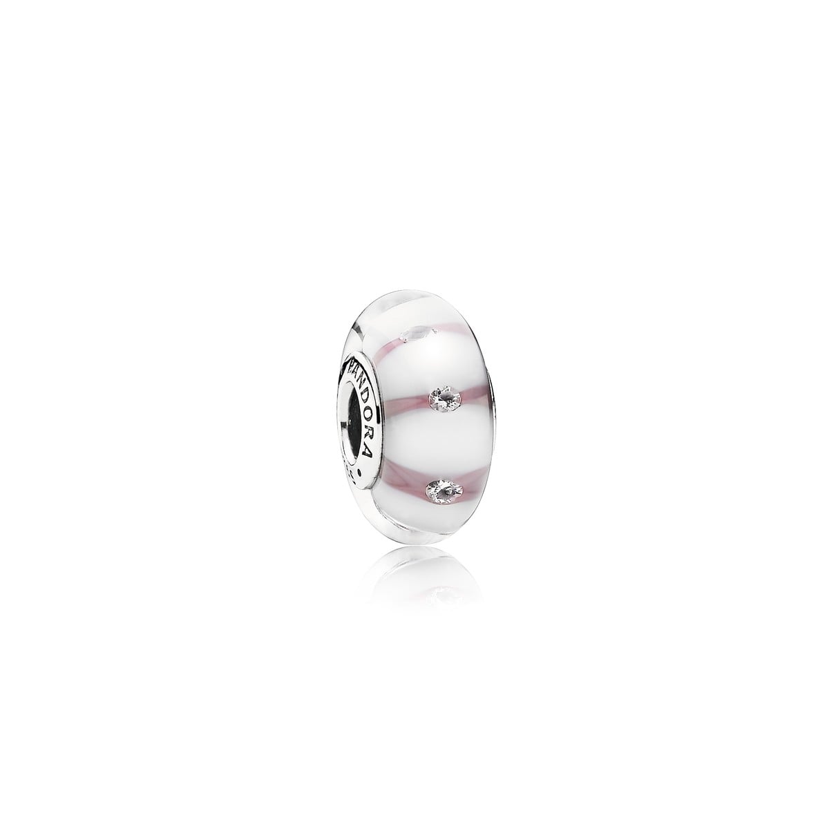 Abstract Silver Charm with Purple and White Murano Glass and Cubic Zirconia