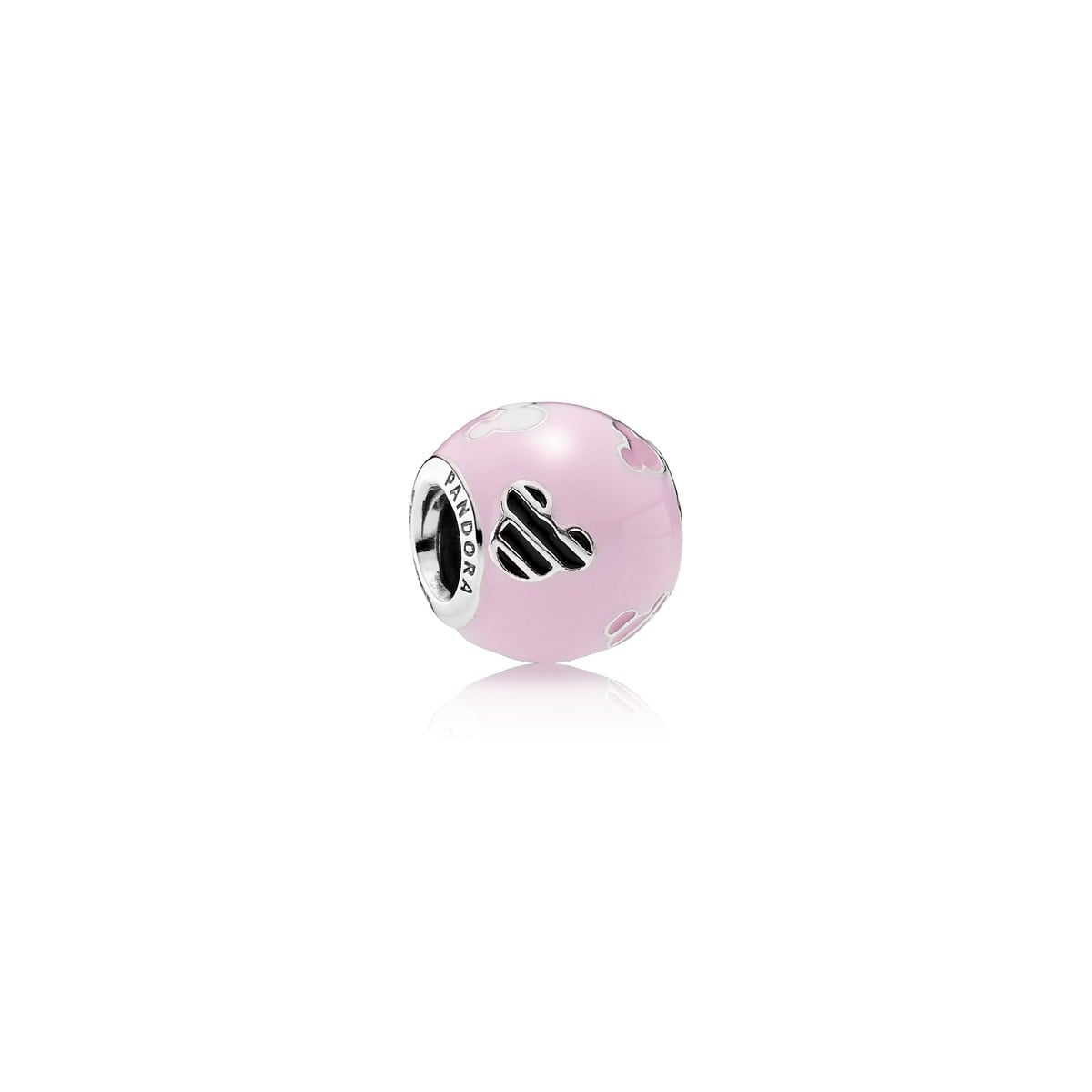 Disney Mickey Silver Charm with Pink, Black and White Enamel