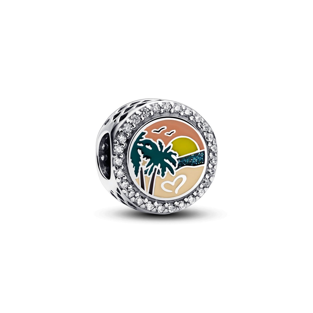 Engravable Beach Heart Scene Charm