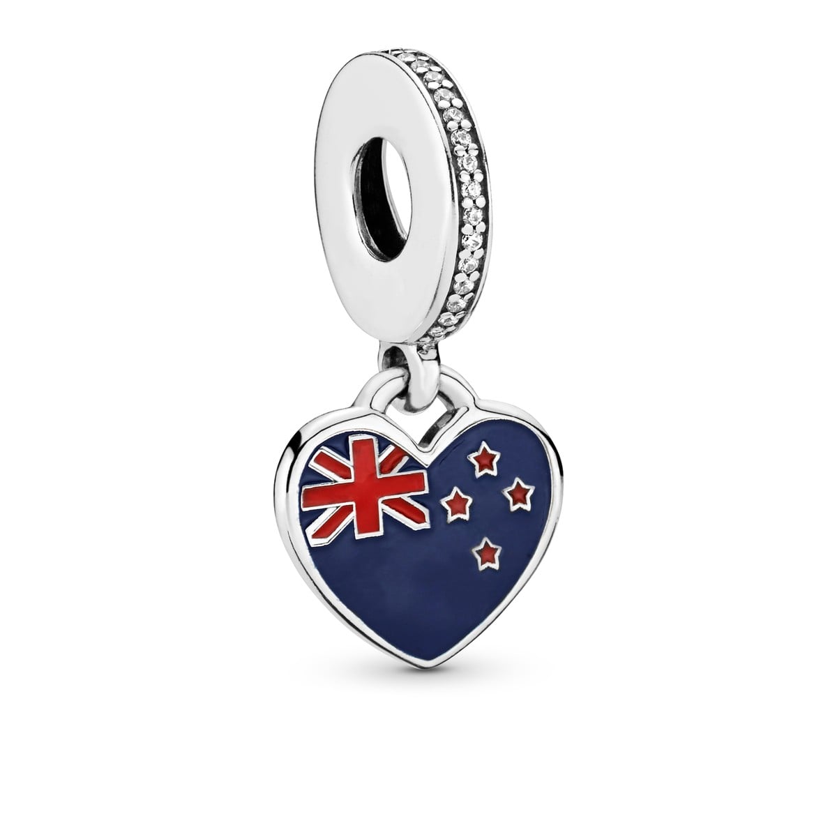 New Zealand Flag Heart Dangle Charm