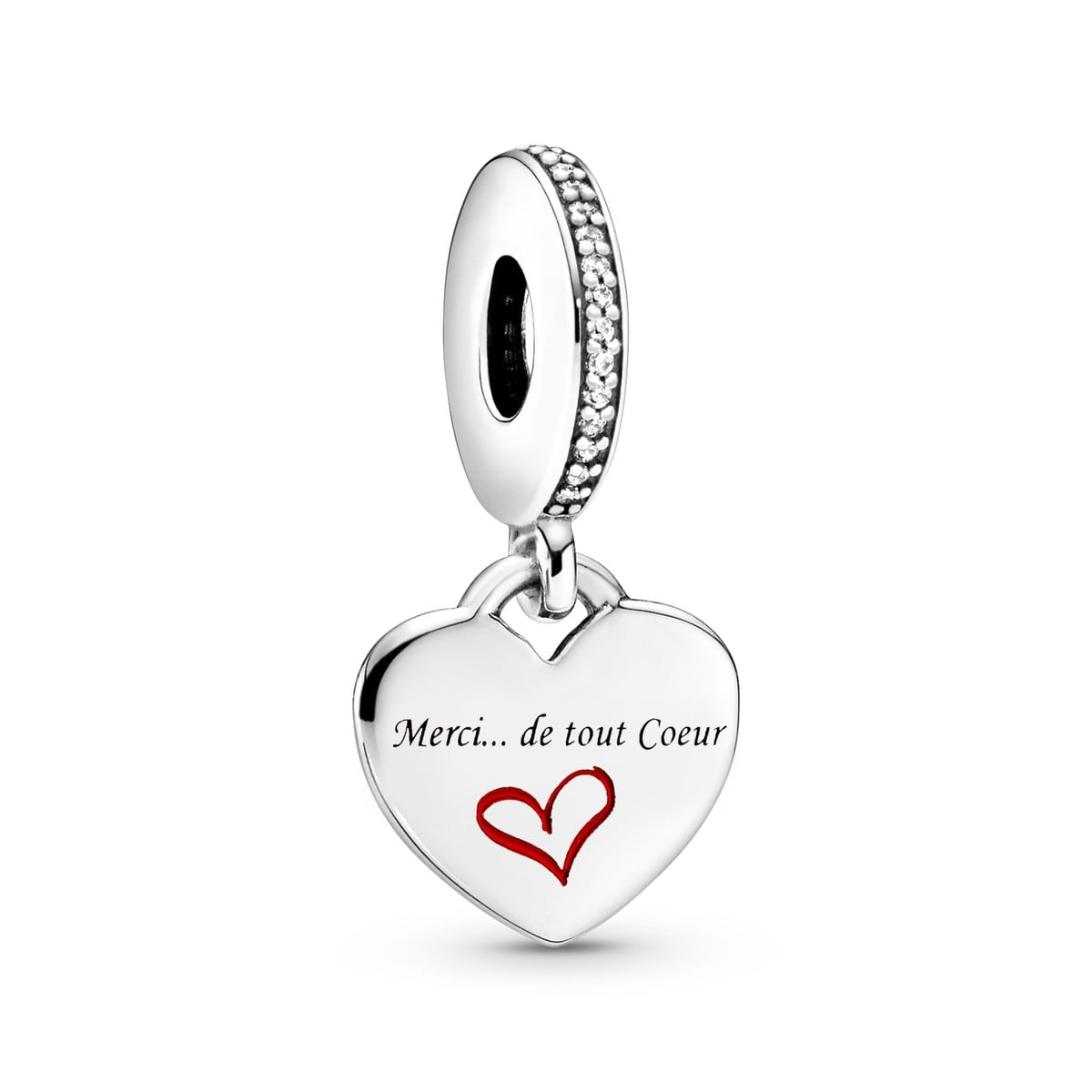 Merci de Tout Coeur Heart Dangle Charm