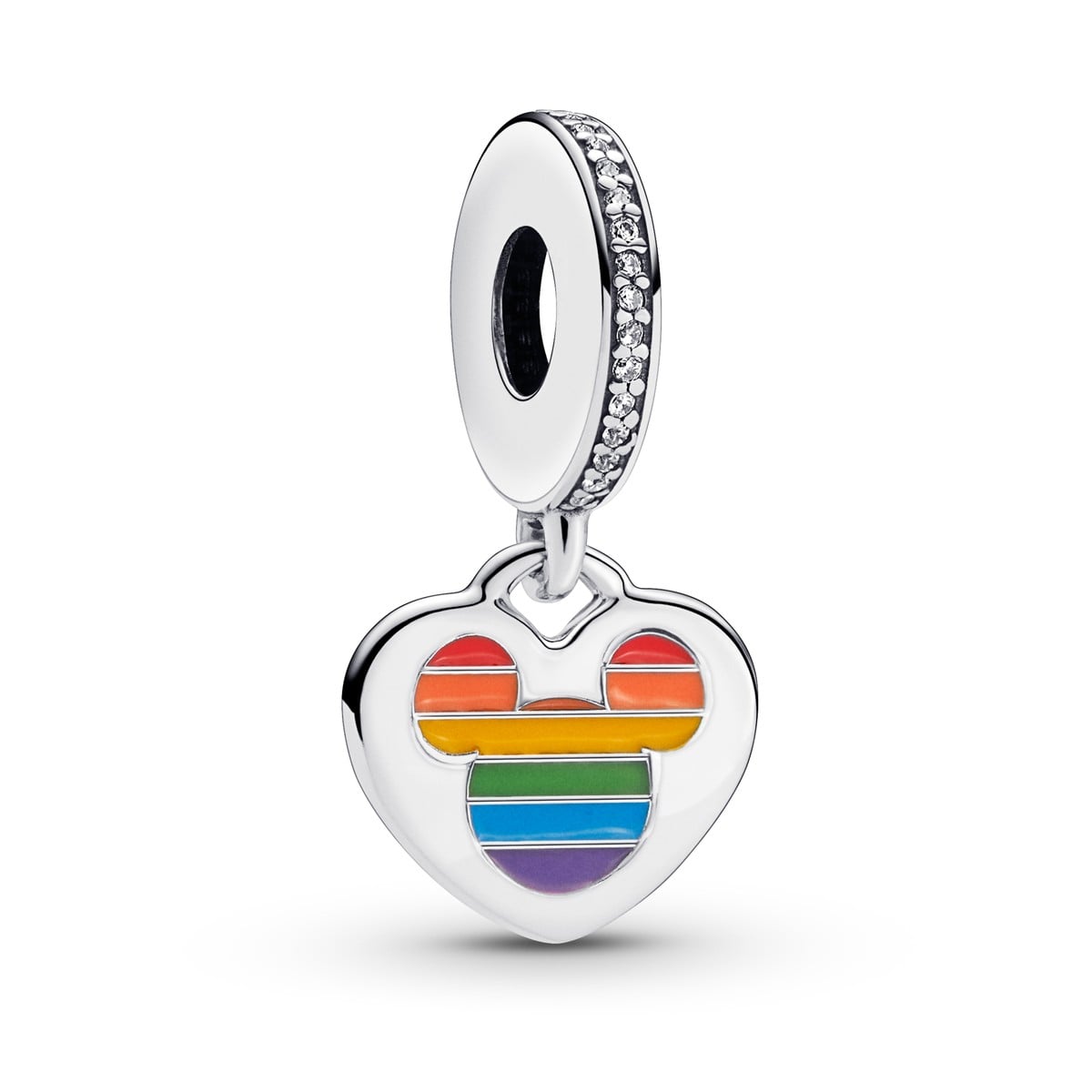 Disney Mickey Mouse Rainbow Heart Dangle Charm