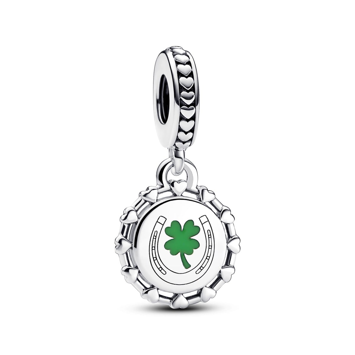 Horseshoe Four Leaf Clover Engravable Dangle Charm