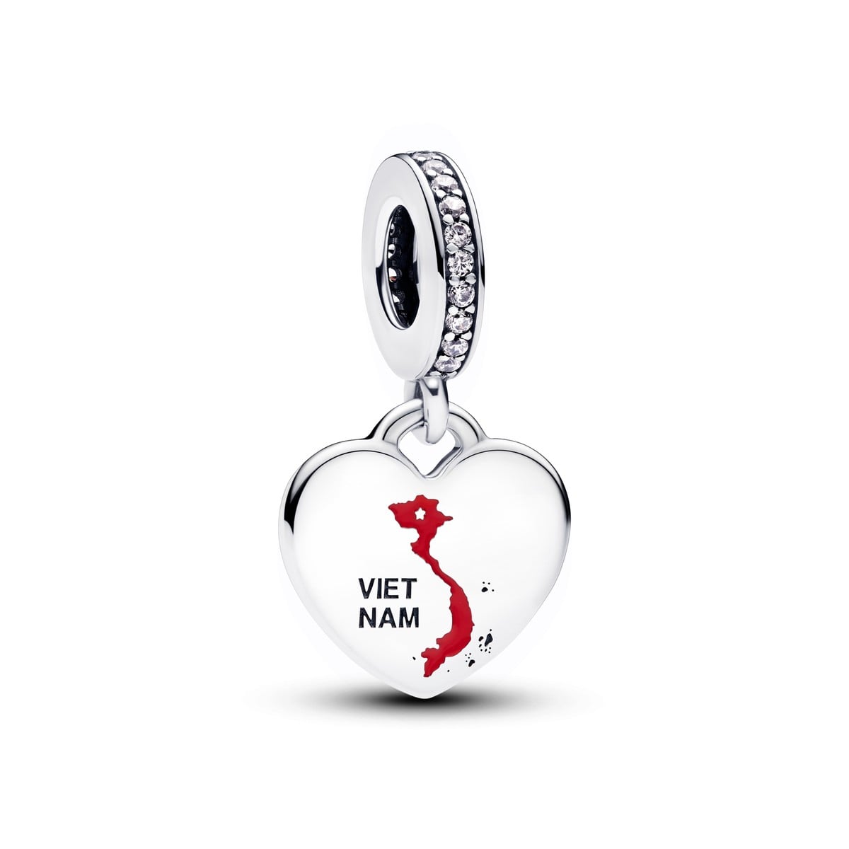 Vietnam Map Heart Dangle Charm