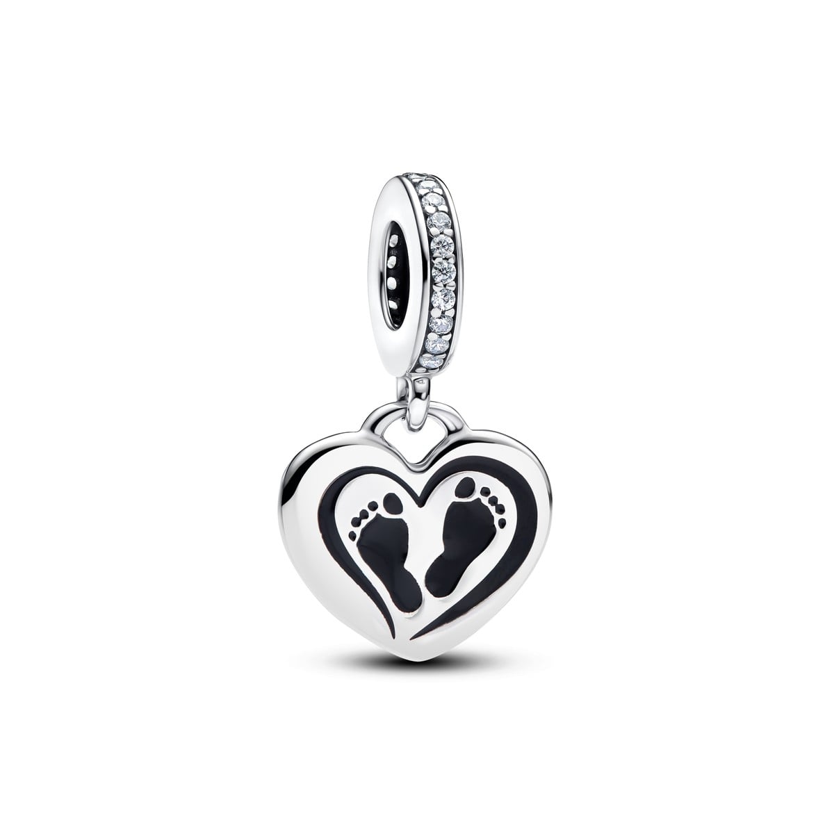 Baby Footprints Heart Dangle Charm