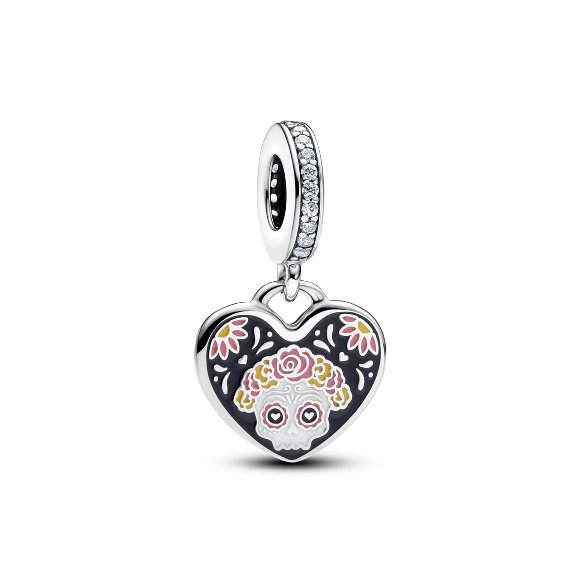 Day of the Dead Sugar Skull Heart Dangle Charm