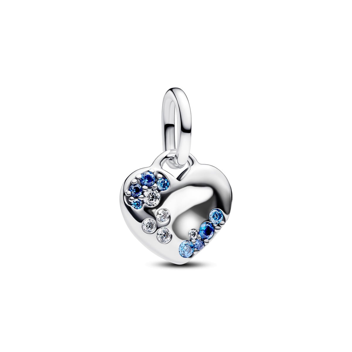 Blue Sparkling Heart Dangle Charm