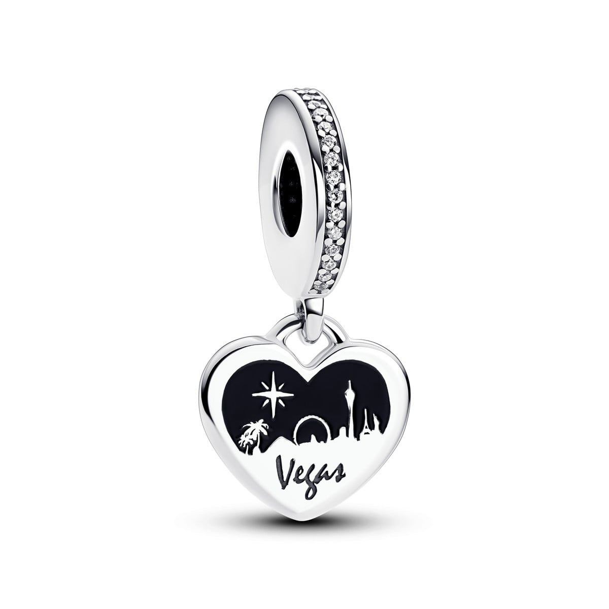 Las Vegas Skyline Heart Dangle Charm