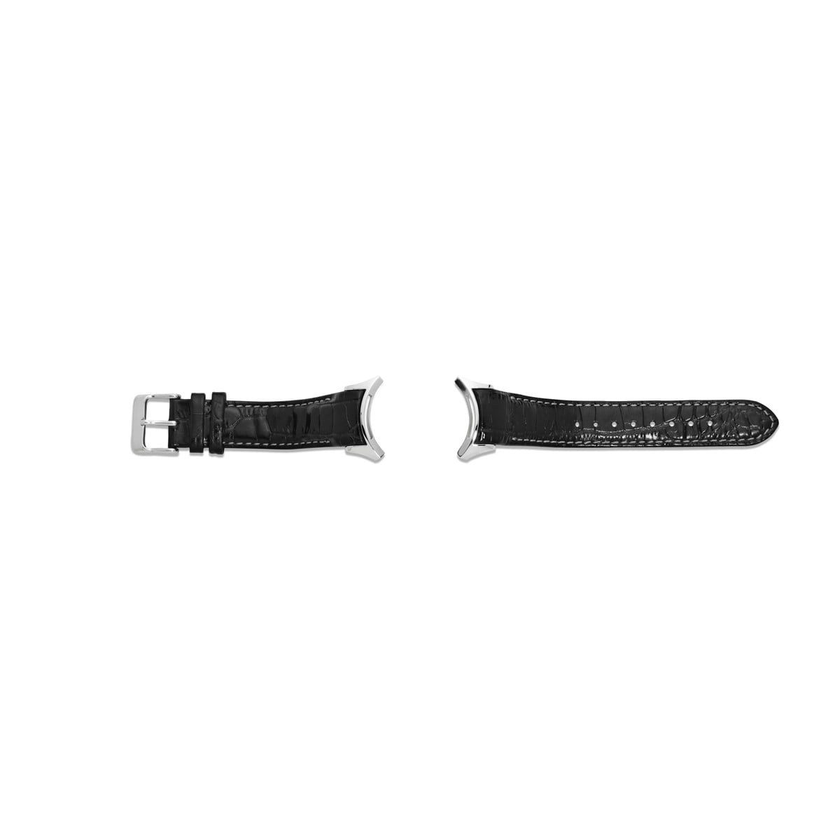 Black Leather Strap with Stainless Steel Buckle