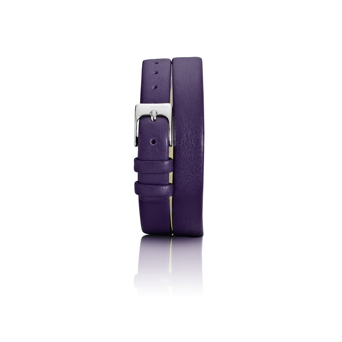 Double Oblong Purple Leather Strap, Stainless Steel