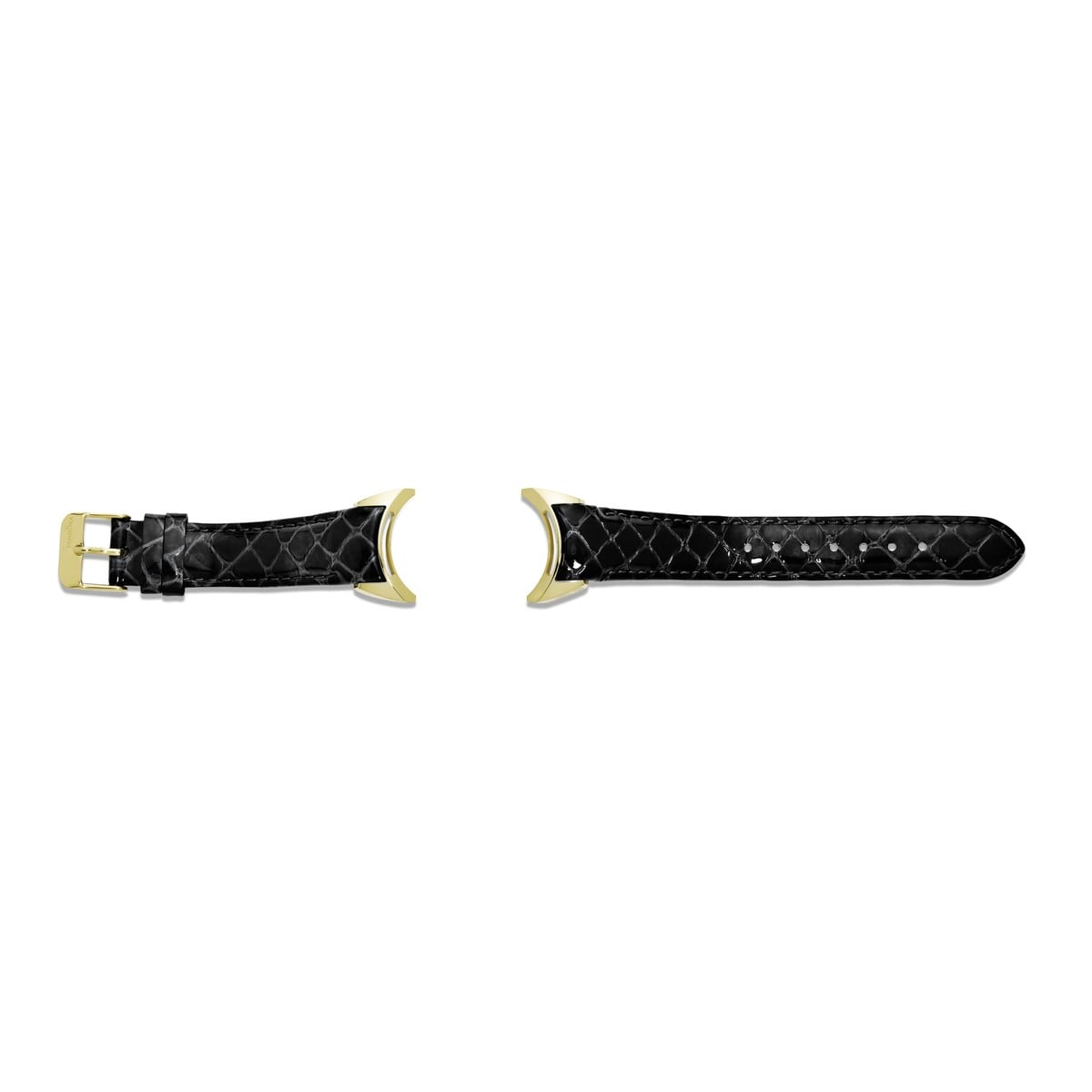 Imagine Black Leather Strap, Gold-plated Steel