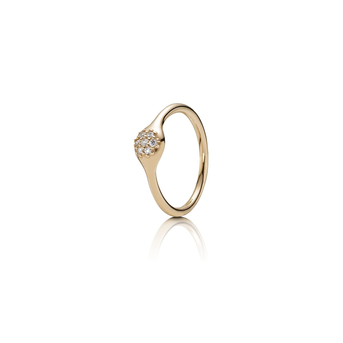 Ring 18K Rose Pod Med Pavé .07 ct Diamonds
