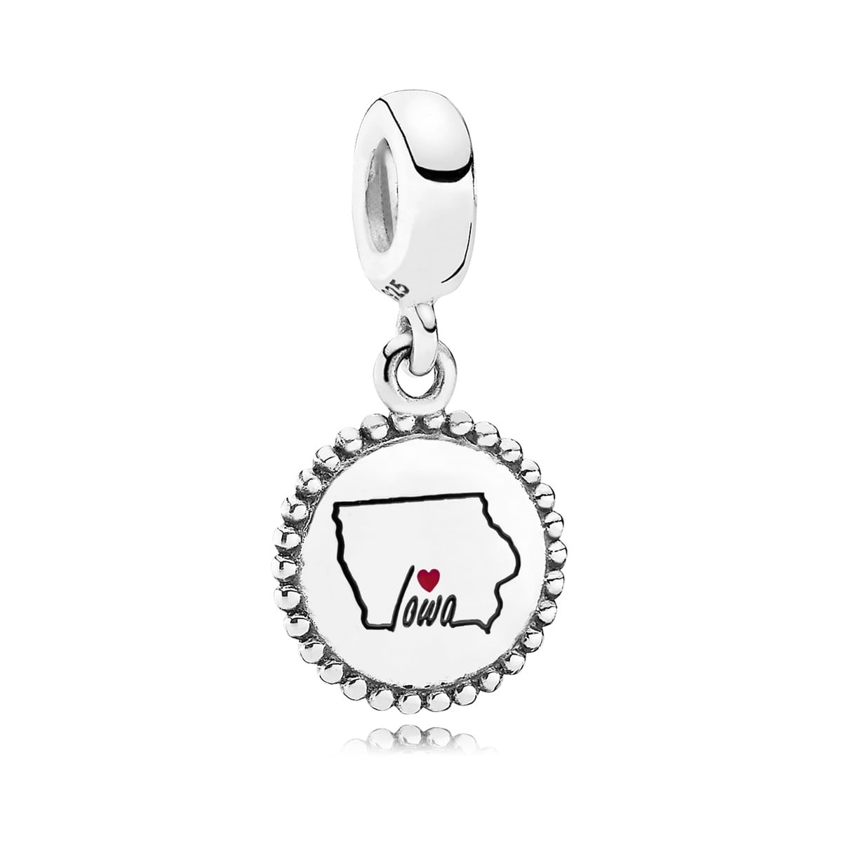 Iowa State Heart Dangle Charm, Mixed Enamel