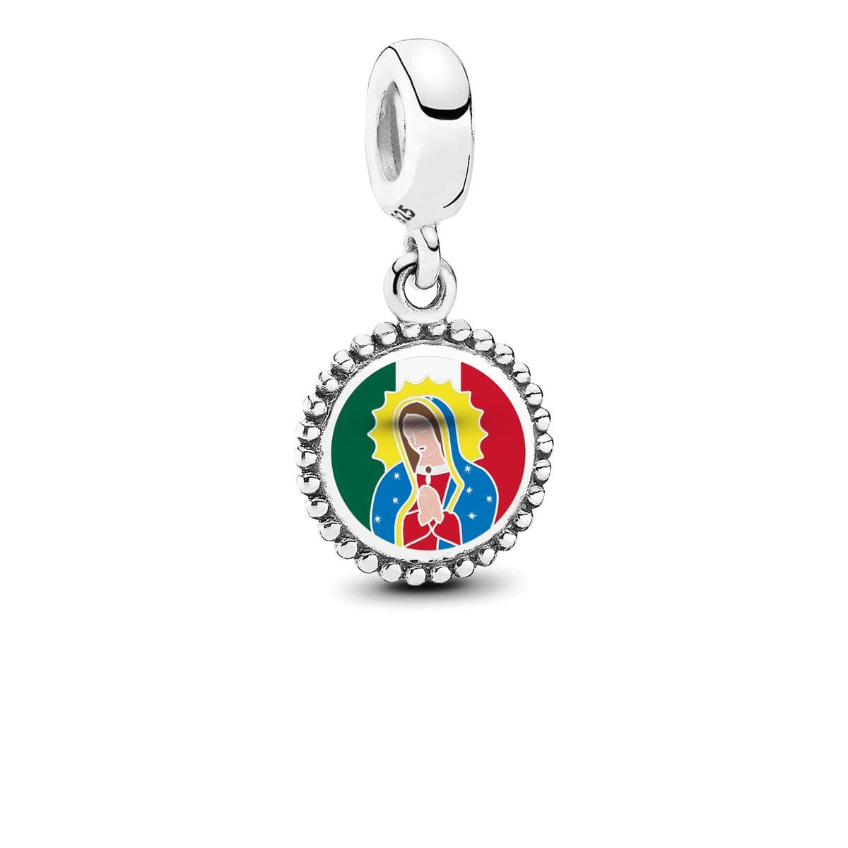Virgin of Guadalupe Mexico Flag Dangle Charm