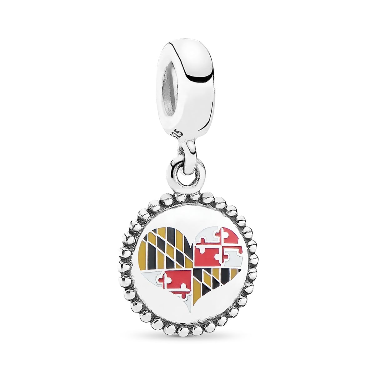 Maryland Flag Heart Dangle Charm