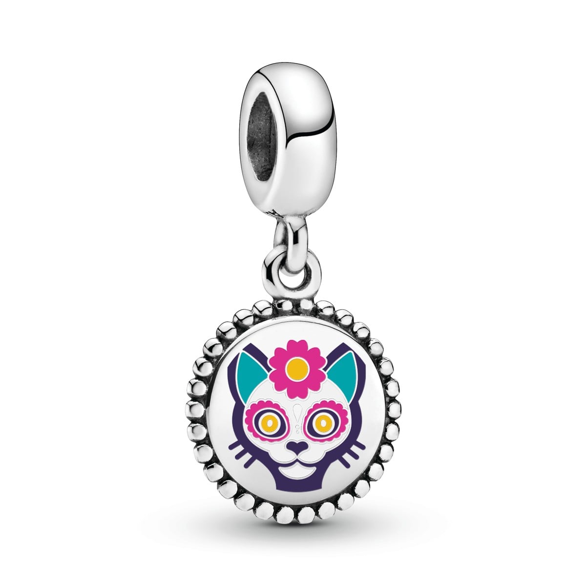 Day of the Dead Cat Dangle Charm