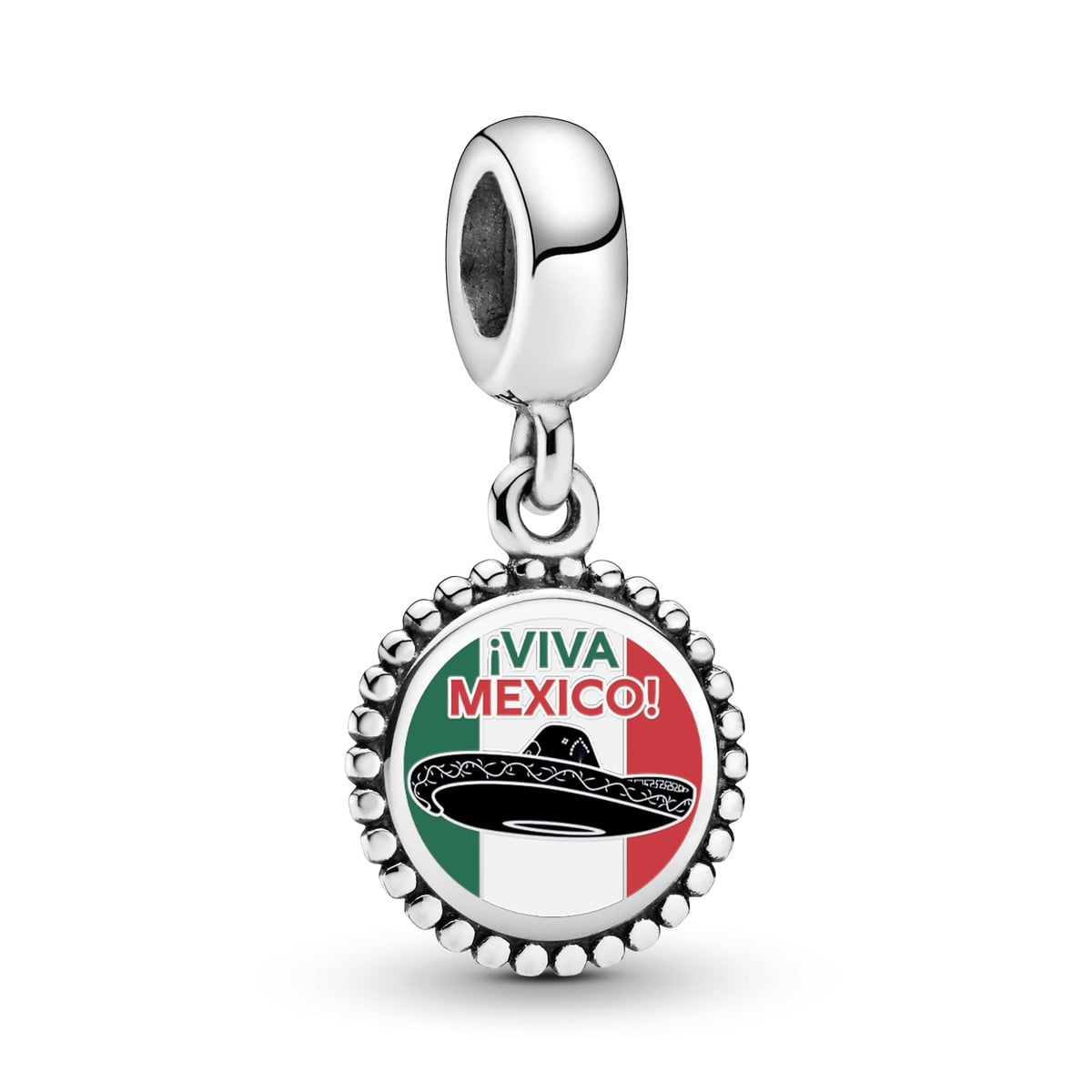 Viva Mexico Flag Sombrero Dangle Charm