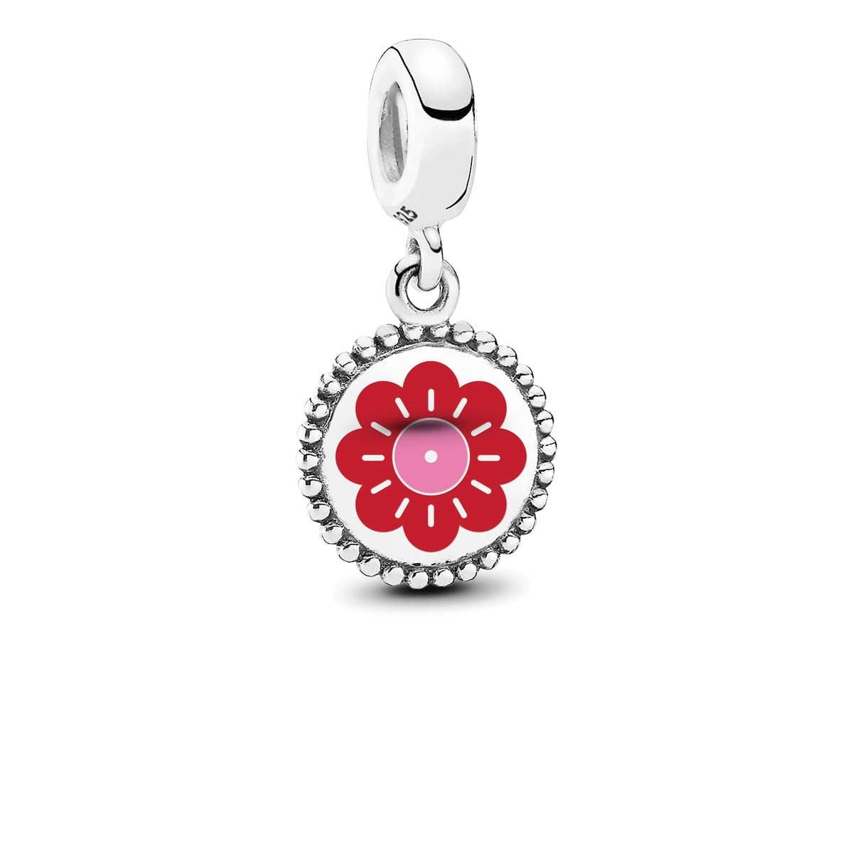 Red Flower Dangle Charm