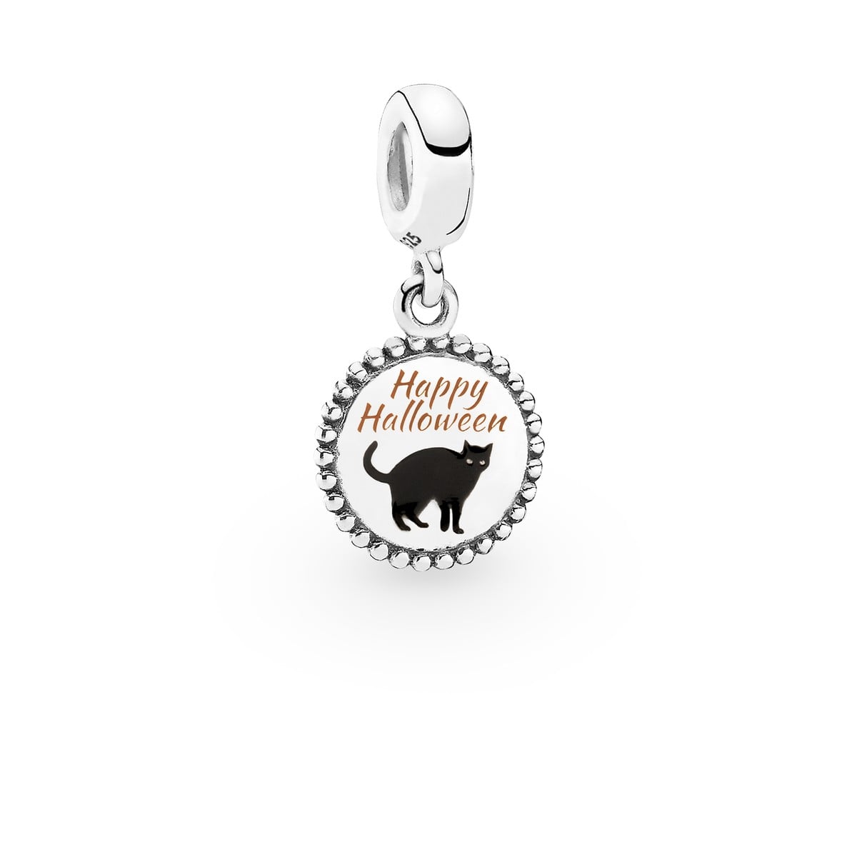 Happy Halloween Black Cat Dangle Charm