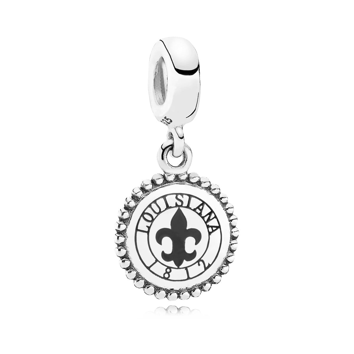 Louisiana Dangle Charm, Black Enamel