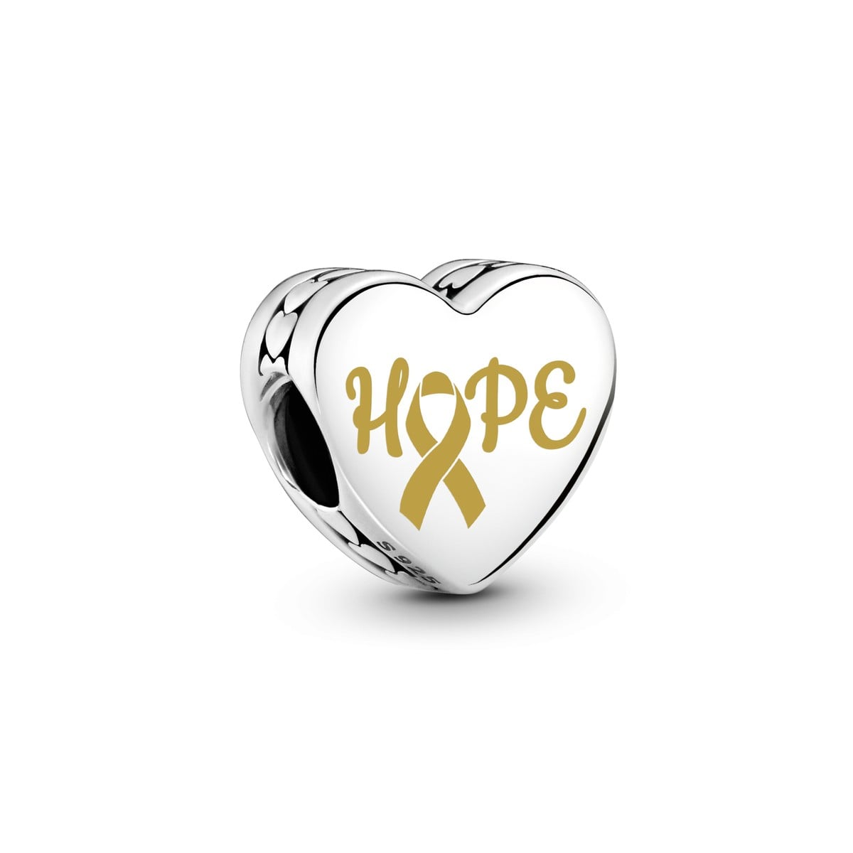 Hope Gold Ribbon Heart Charm