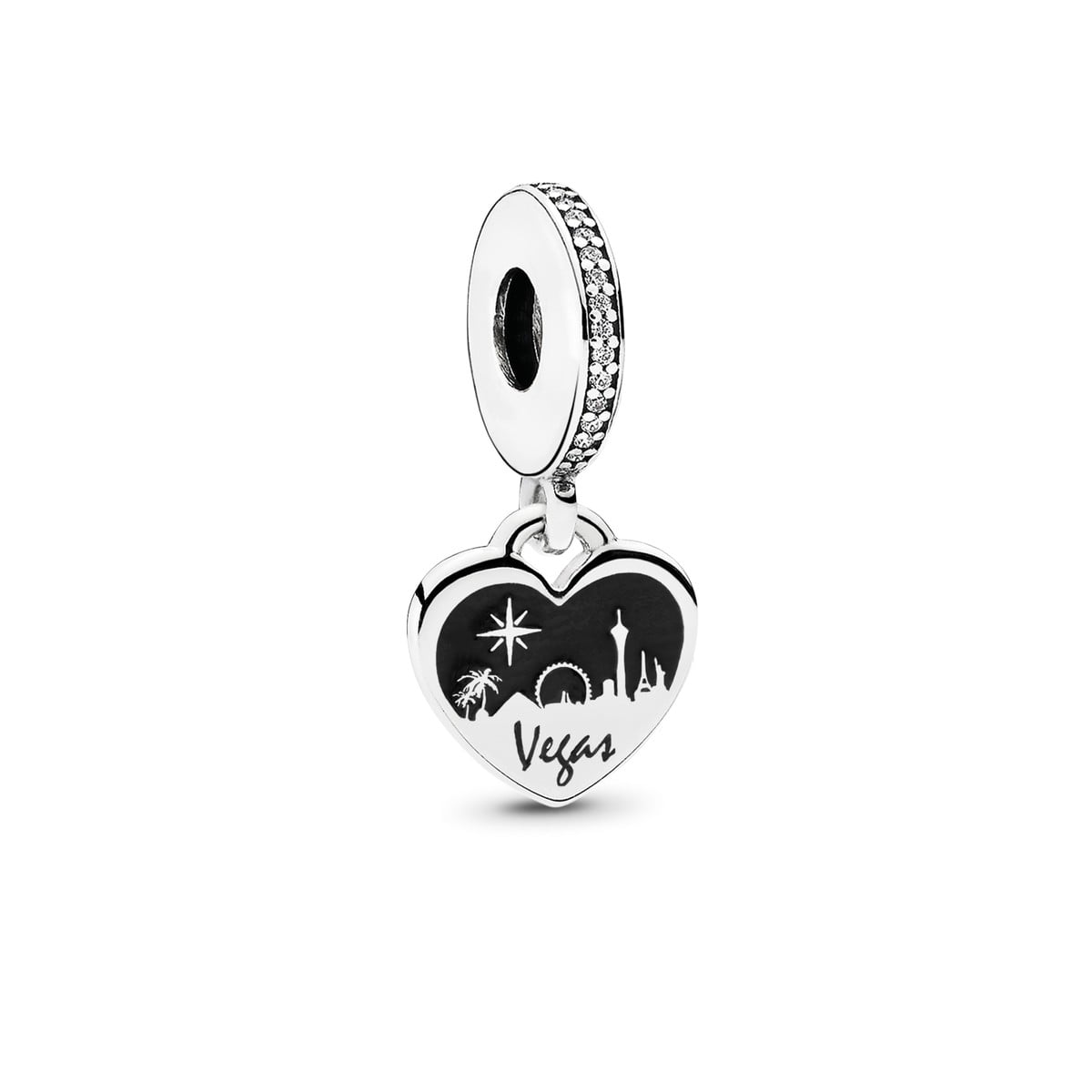 Vegas Skyline Heart Dangle Charm