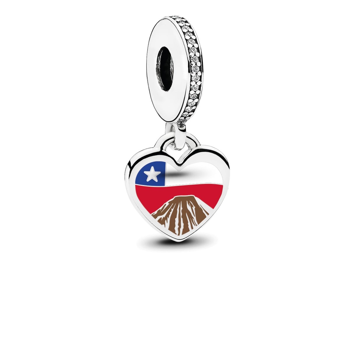 Chile Flag Landscape Heart Dangle Charm
