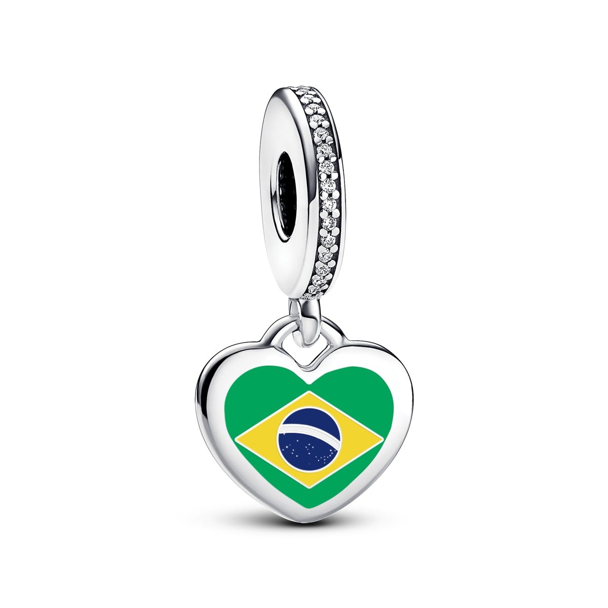Brazil Flag Heart Charm