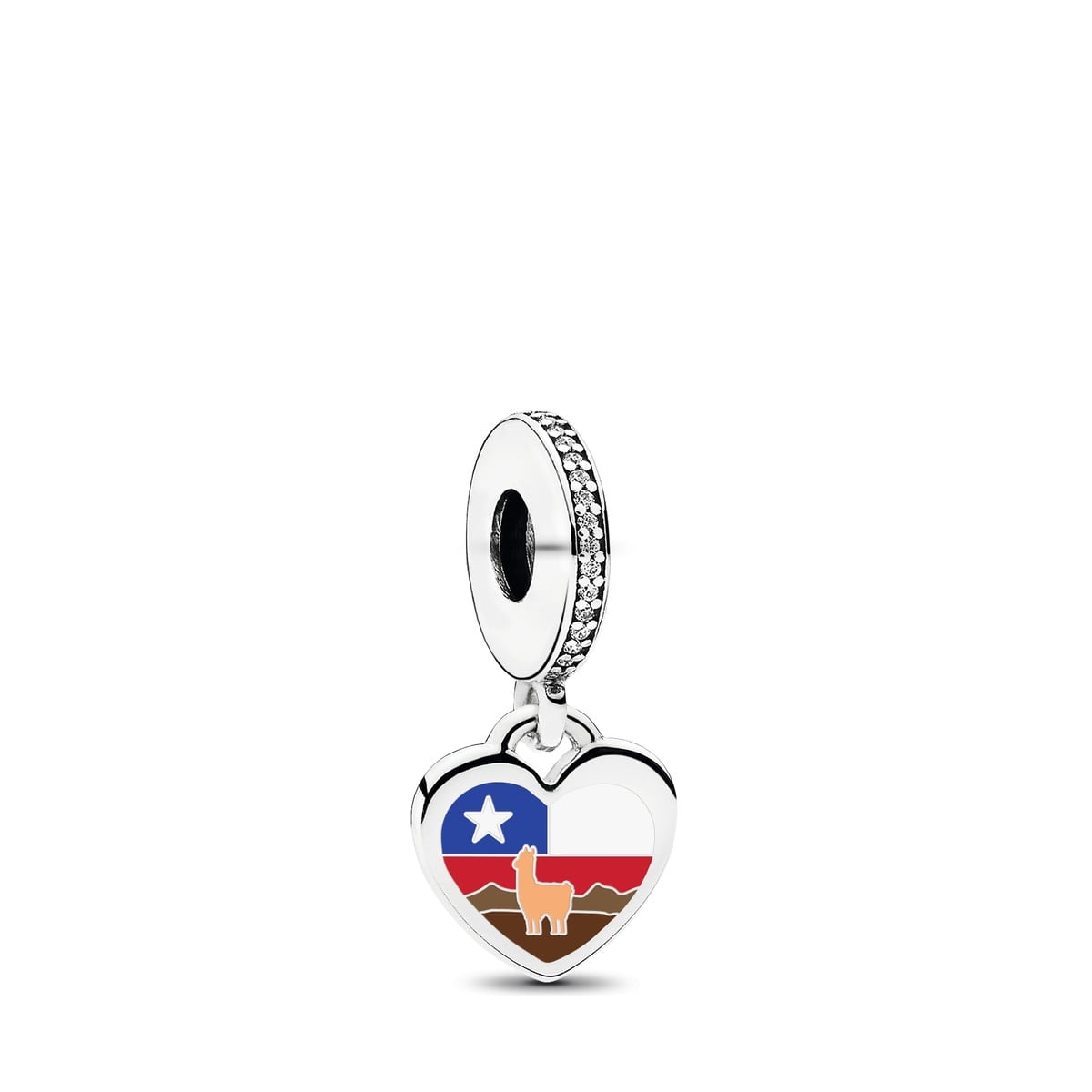 Chile Flag Llama Heart Dangle Charm