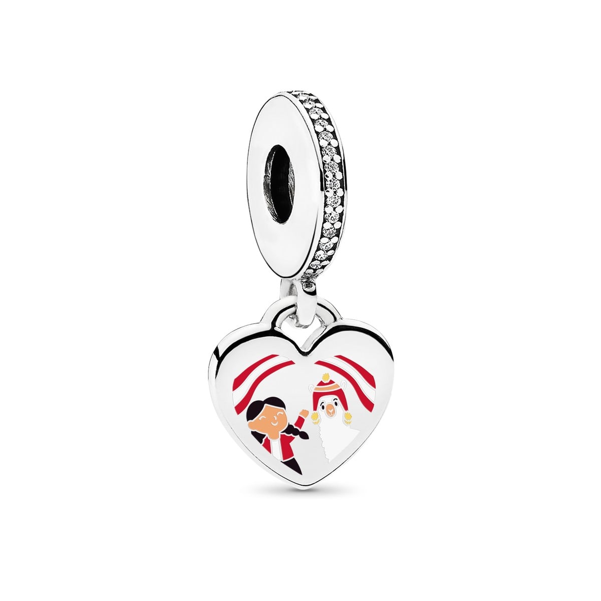 Folk Dancers Heart Dangle Charm