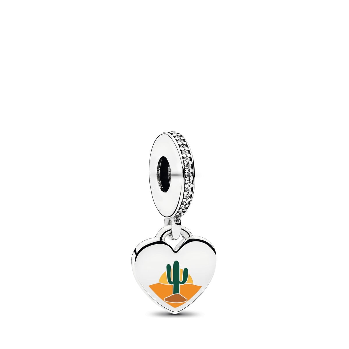 Desert Cactus Heart Dangle Charm