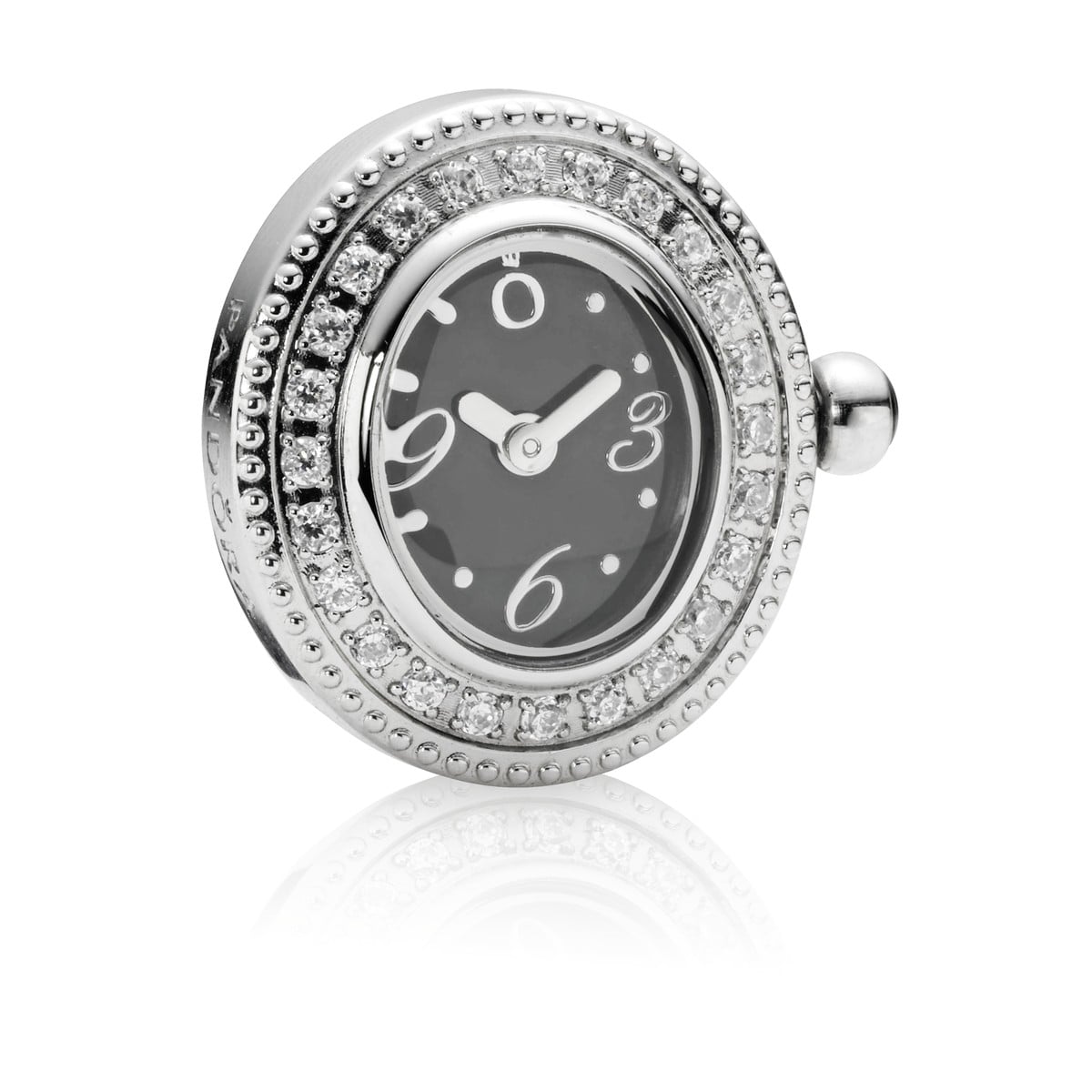 Watch Head, Black Dial, Cubic Zirconia Bezel