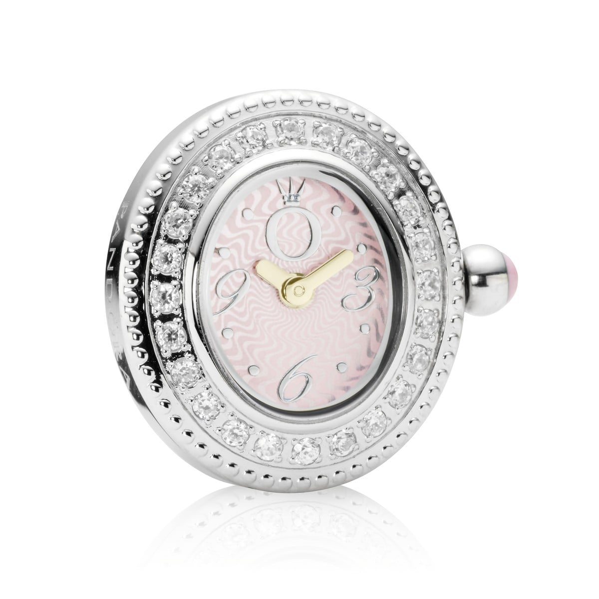 Watch Head, Pink Dial, Cubic Zirconia Bezel
