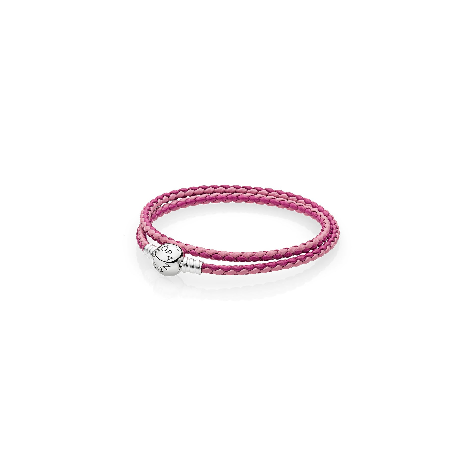 Woven Mixed Pink Leather Bracelet