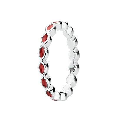 Red Enamel Twist Ring