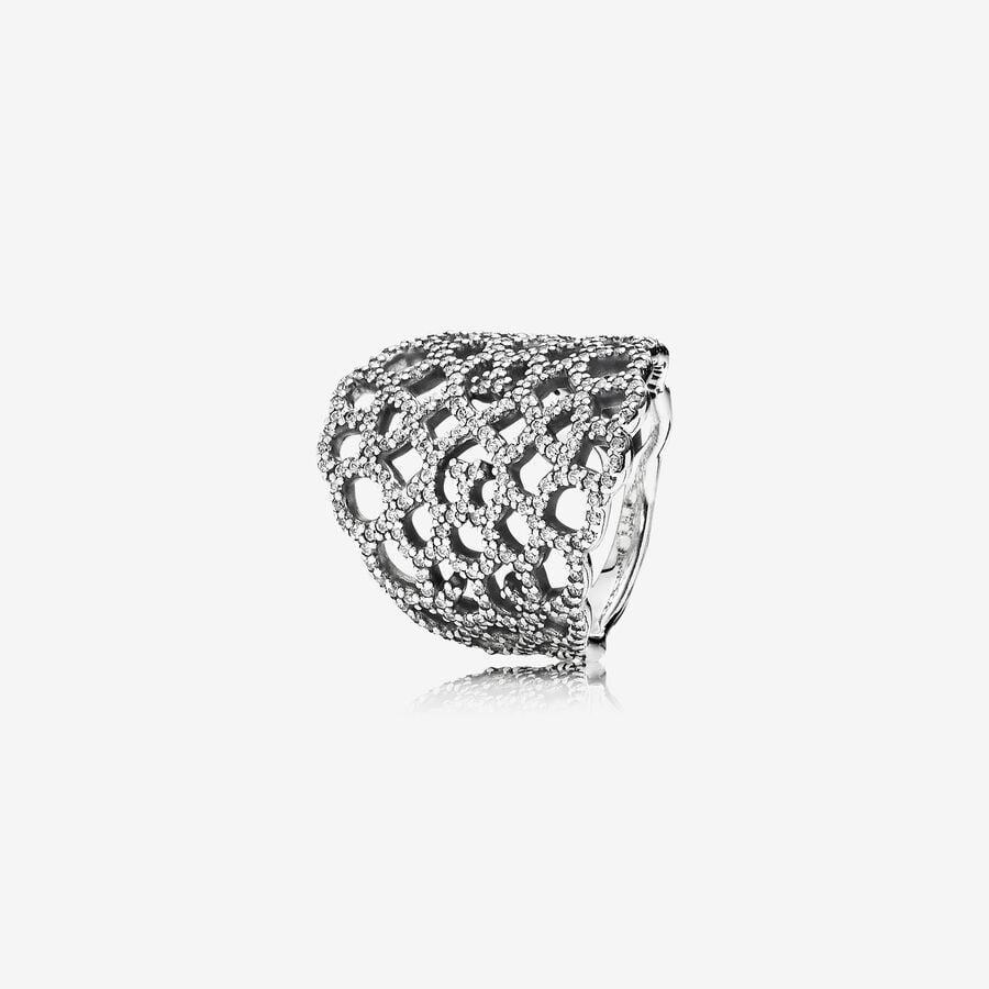 Shimmering Lace Ring Clear CZ