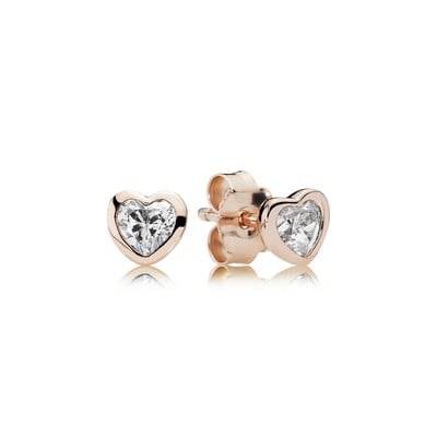 One Love Stud Earrings, Pandora Rose™ & Clear CZ